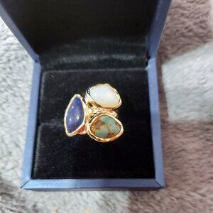NWOT HSN's Connie Craig Carroll Gold Tone Multi Stone Ring size 7